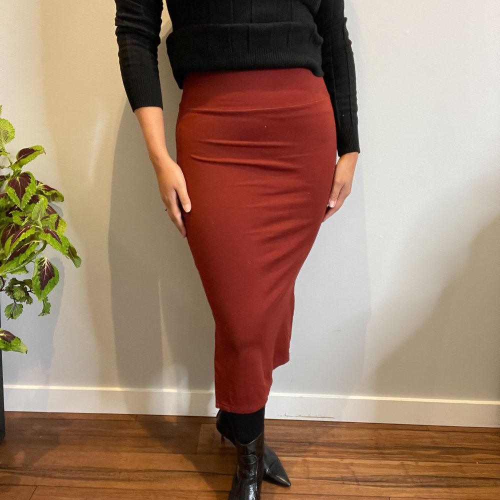 Canadian Made Pencil Skirt in Terracota -S-
